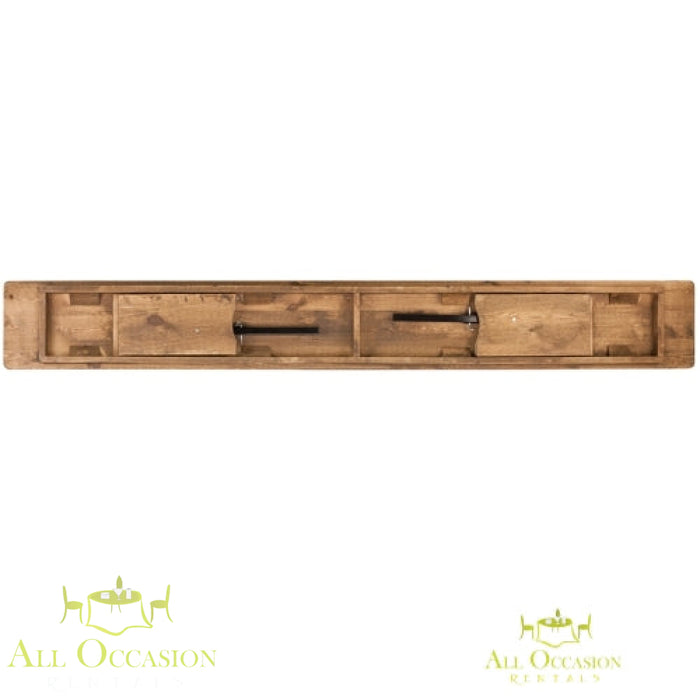 Farm Bench showcasing a rustic design with folding legs ideal for outdoor events and gatherings.