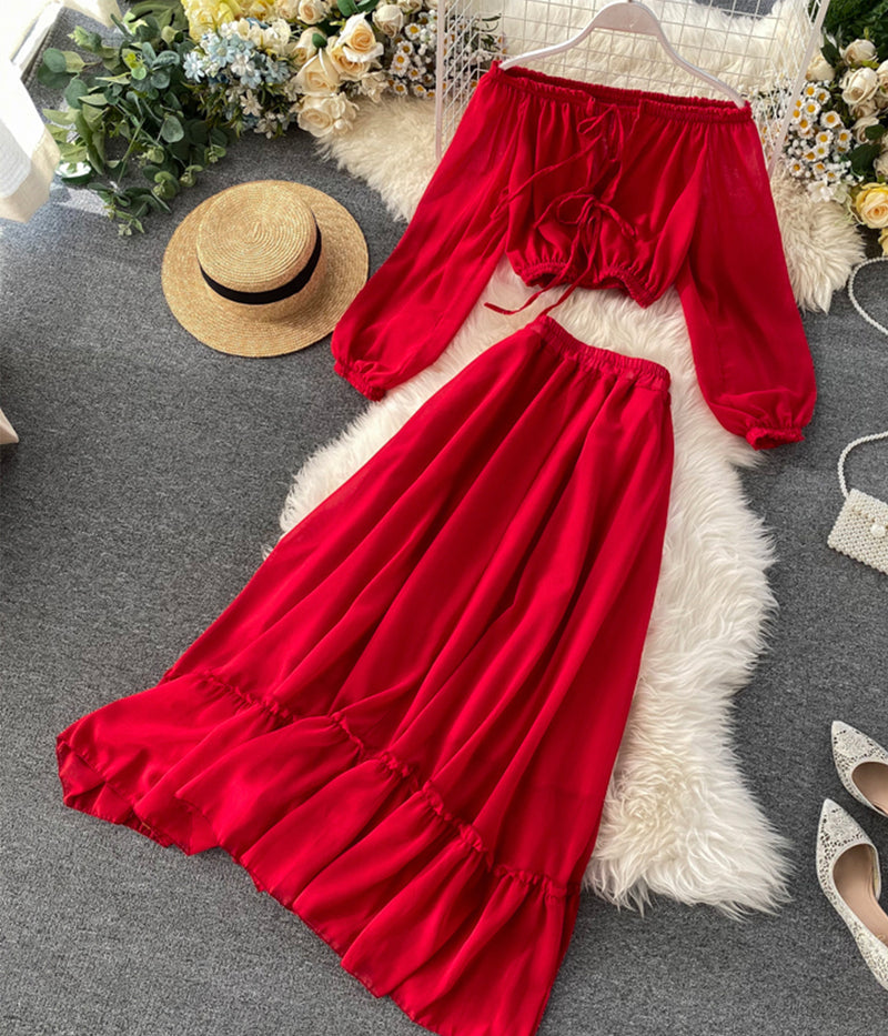 Fashion girl dress two pieces long sleeve dress S15