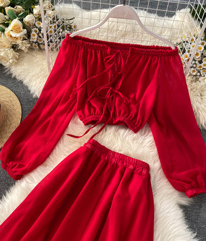 Fashion girl dress two pieces long sleeve dress S15