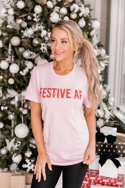 Festive AF Light Pink Graphic Tee