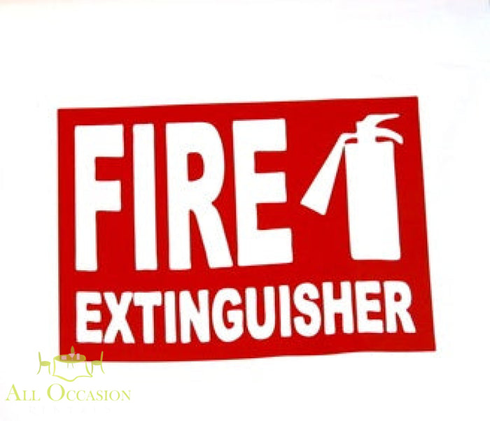 Fire Extinguisher Sign indicating safety location for events and gatherings.