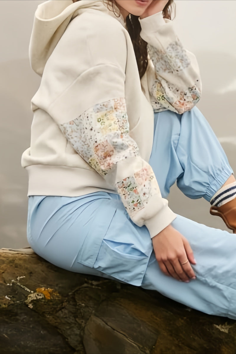 Floral Applique Pullover Hoodie