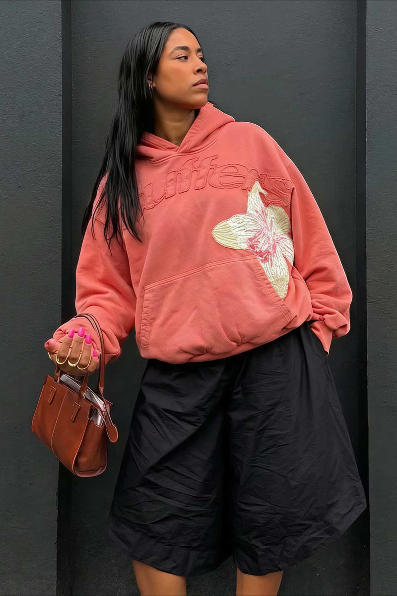 Floral Applique Street Hoodie