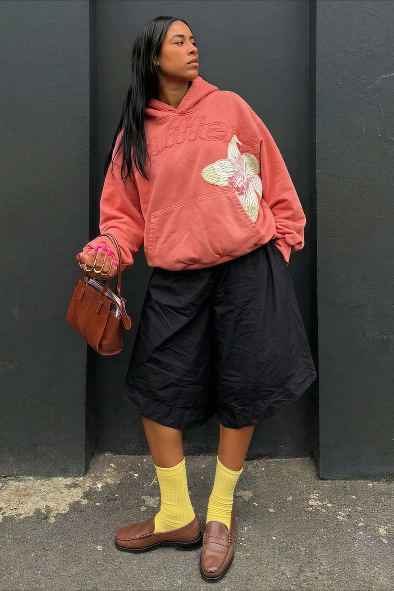 Floral Applique Street Hoodie