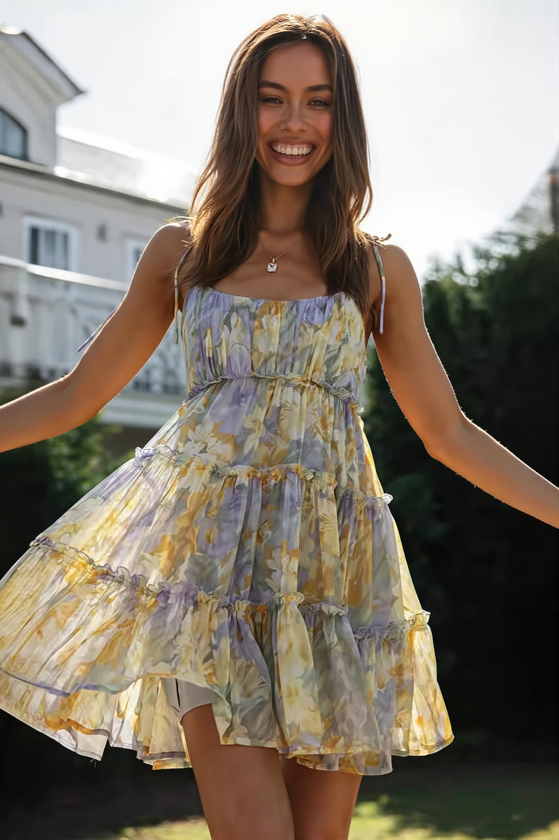 Floral Flared Hem Cami Mini Dress