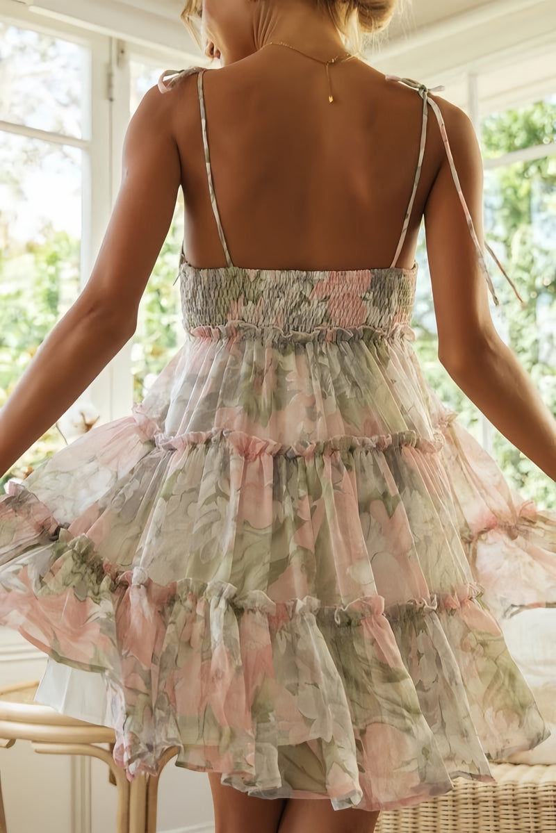 Floral Flared Hem Cami Mini Dress