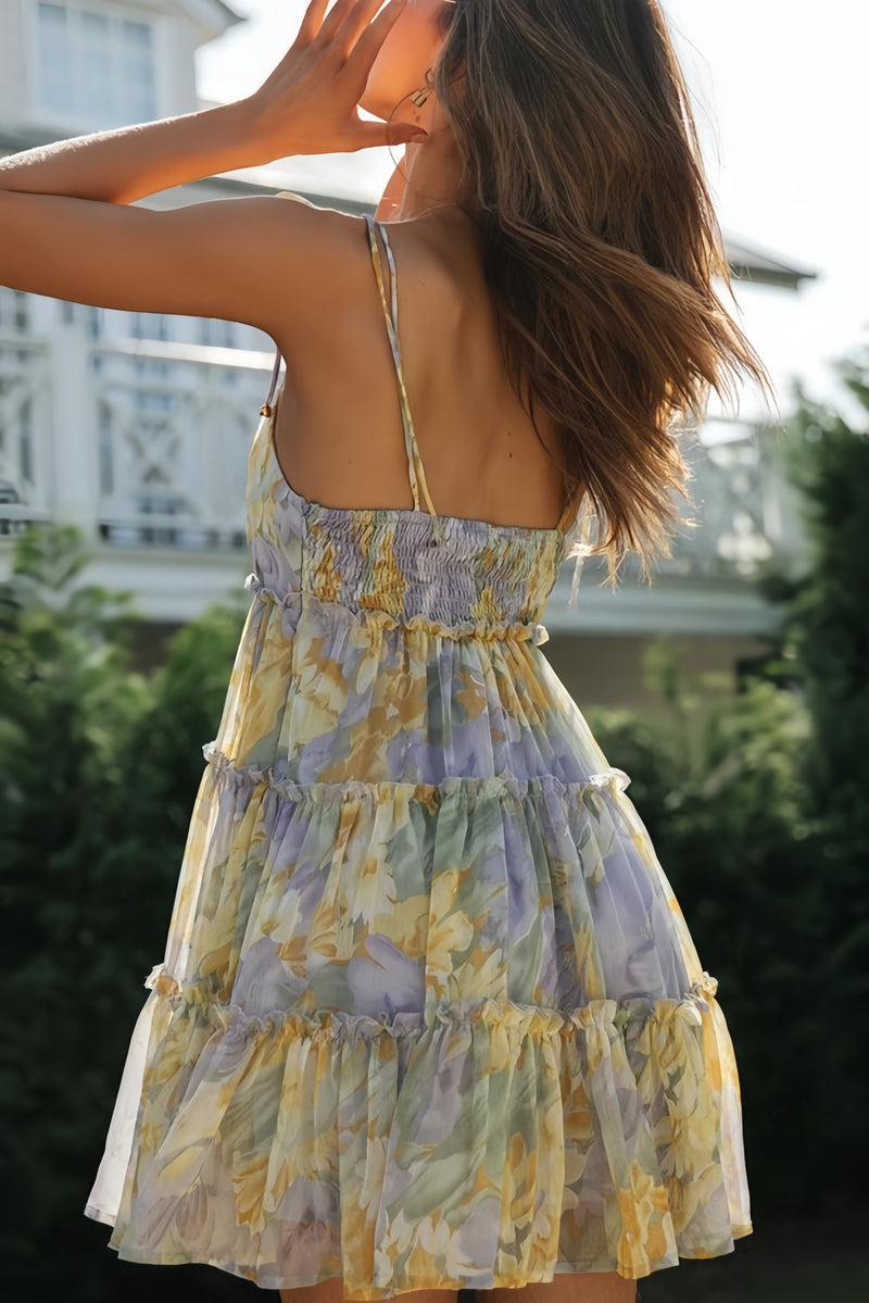 Floral Flared Hem Cami Mini Dress