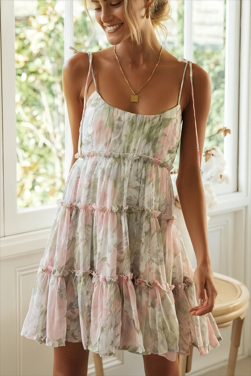 Floral Flared Hem Cami Mini Dress