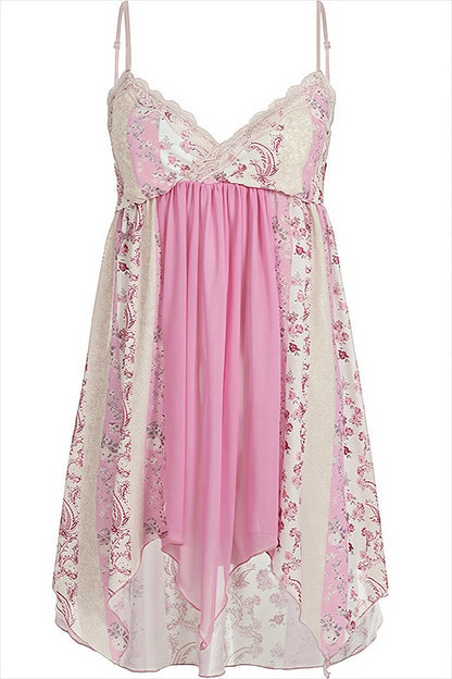 Floral Lace Patchwork V‑Neck Cami Top