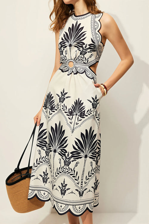 Floral Loose Midi Beach Boho Dress
