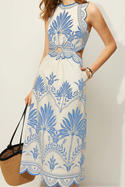 Floral Loose Midi Beach Boho Dress