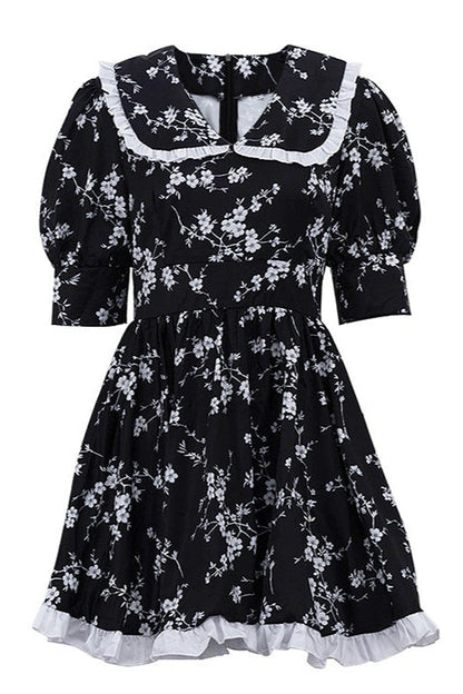 Floral Peter Pan Puff Sleeve Mini Dress