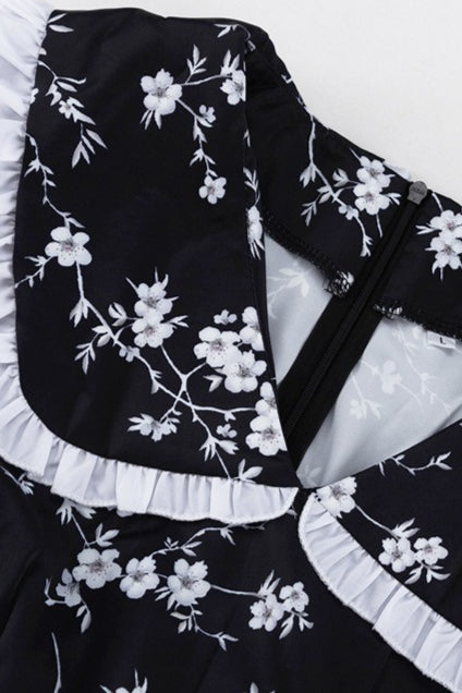Floral Peter Pan Puff Sleeve Mini Dress
