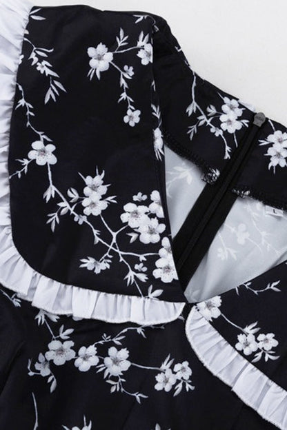 Floral Peter Pan Puff Sleeve Mini Dress