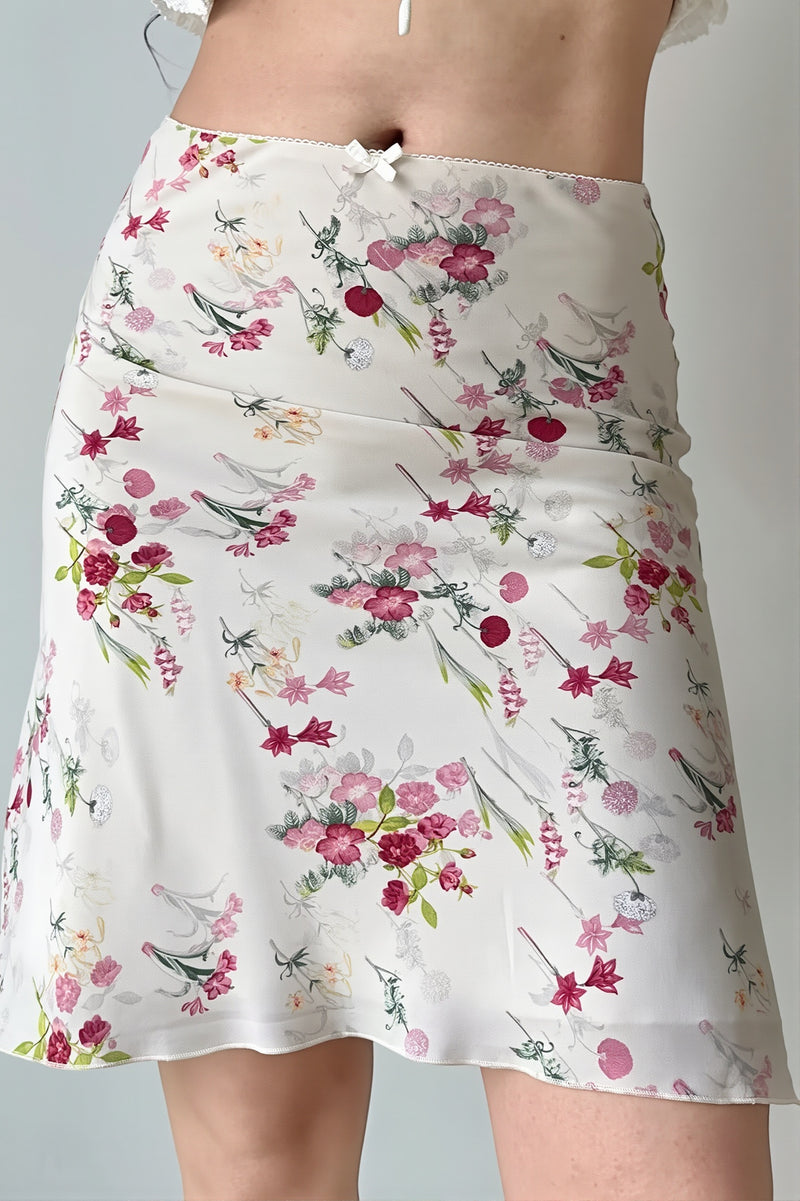 Floral Ruffle Mermaid Midi Skirt