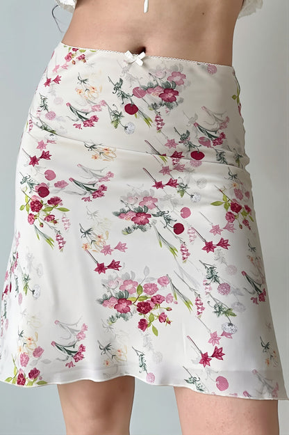 Floral Ruffle Mermaid Midi Skirt
