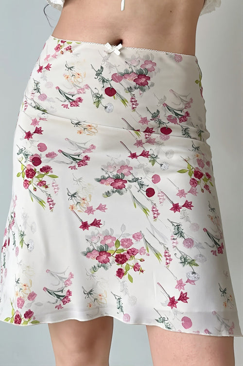 Floral Ruffle Mermaid Midi Skirt