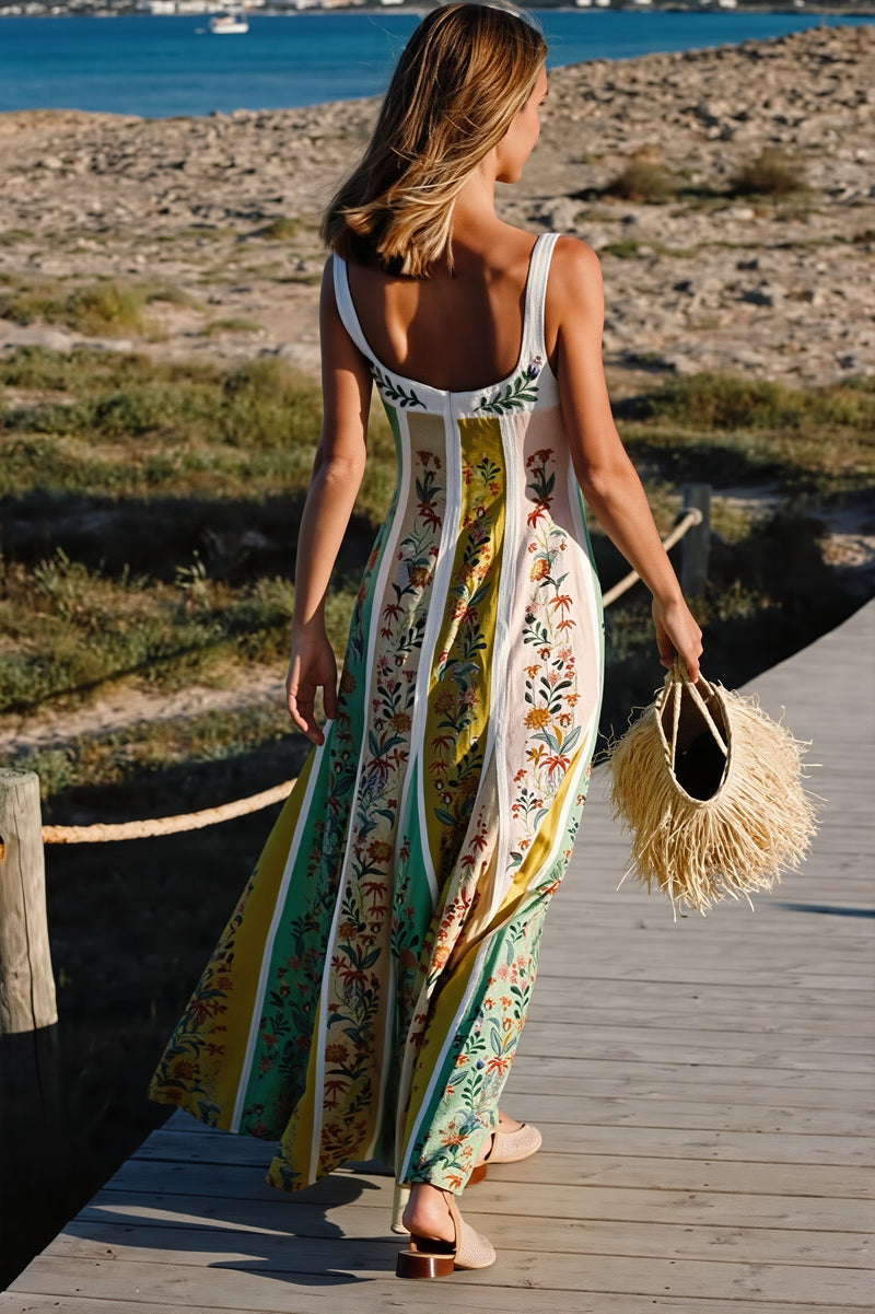 Floral Splice Loose Swing Maxi Dress