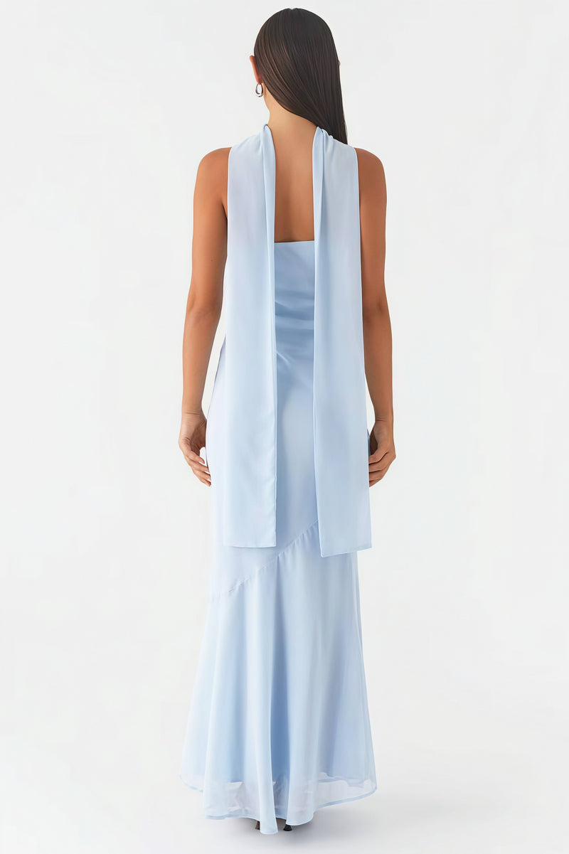 Floral Tie Fishtail Vacation Maxi Dress