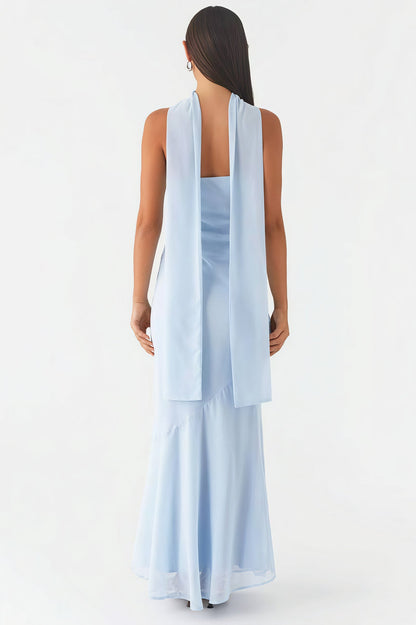 Floral Tie Fishtail Vacation Maxi Dress