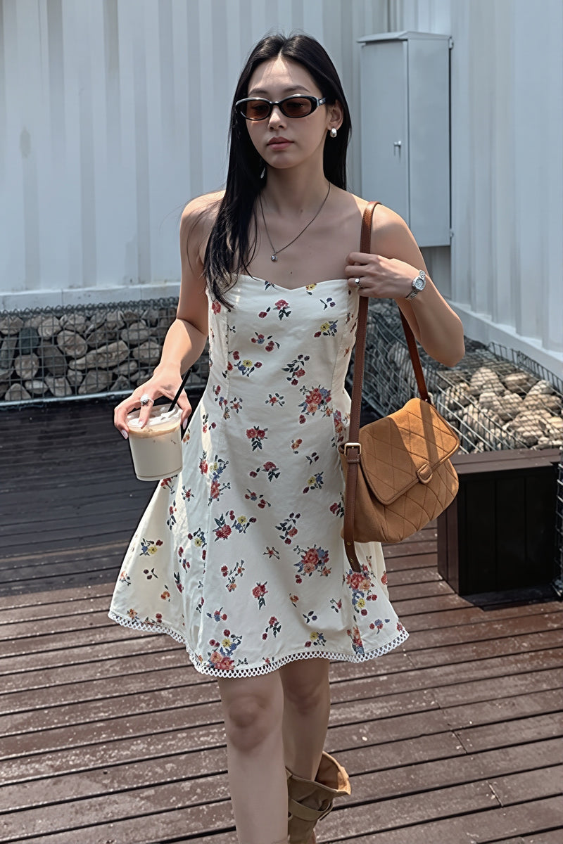 Floral Waist Bandeau Mini Dress