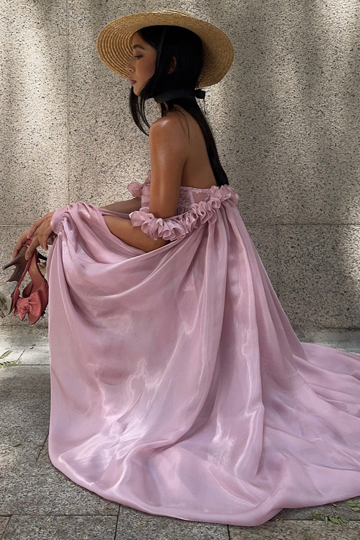 Flowy Tulip Asymmetrical Hem Bandeau Mini Dress