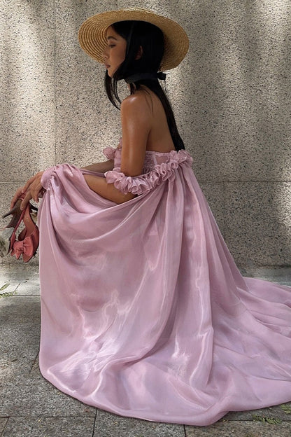 Flowy Tulip Asymmetrical Hem Bandeau Mini Dress