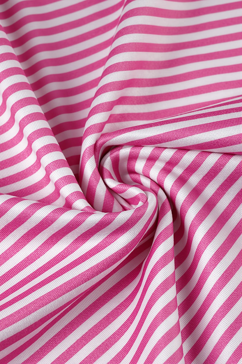 Fold Waist Stripe Knit Straight Pants