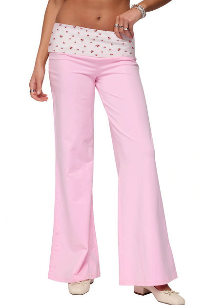 Folded Waist Printed Casual Pants