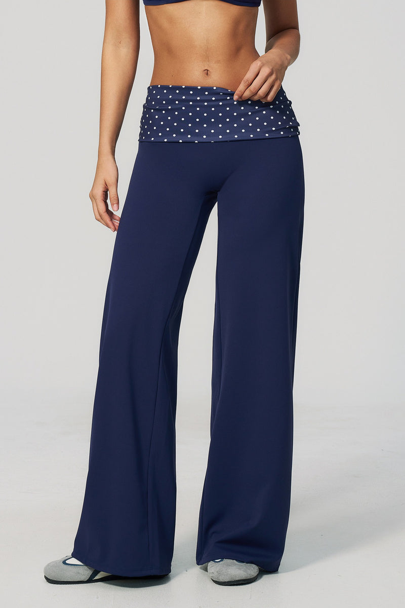 Foldover Polka Dot Wide Leg Pants
