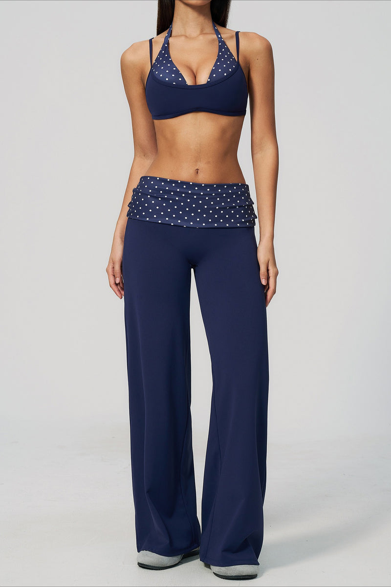 Foldover Polka Dot Wide Leg Pants