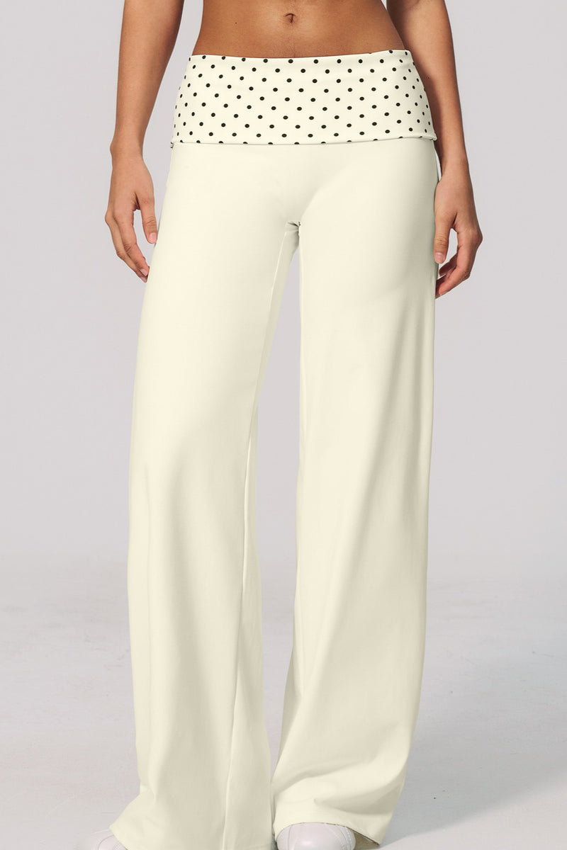 Foldover Polka Dot Wide Leg Pants