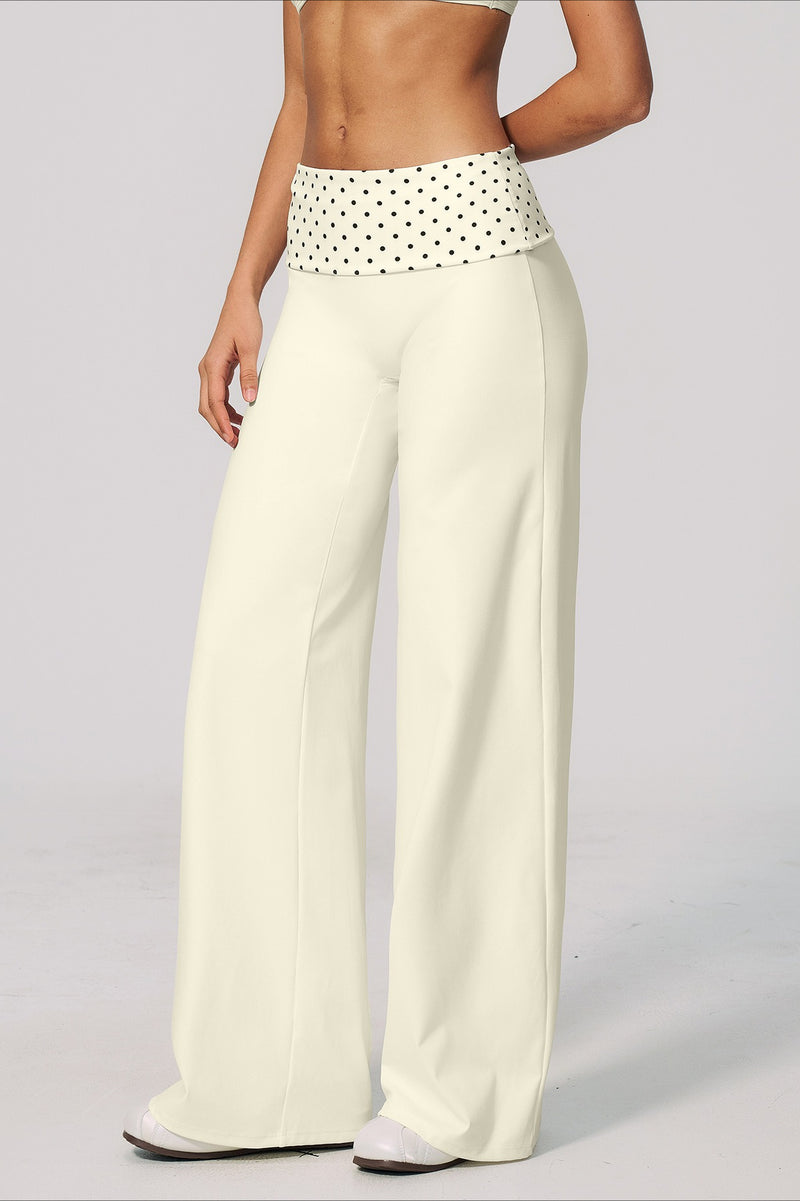 Foldover Polka Dot Wide Leg Pants