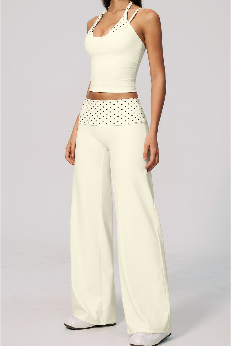 Foldover Polka Dot Wide Leg Pants