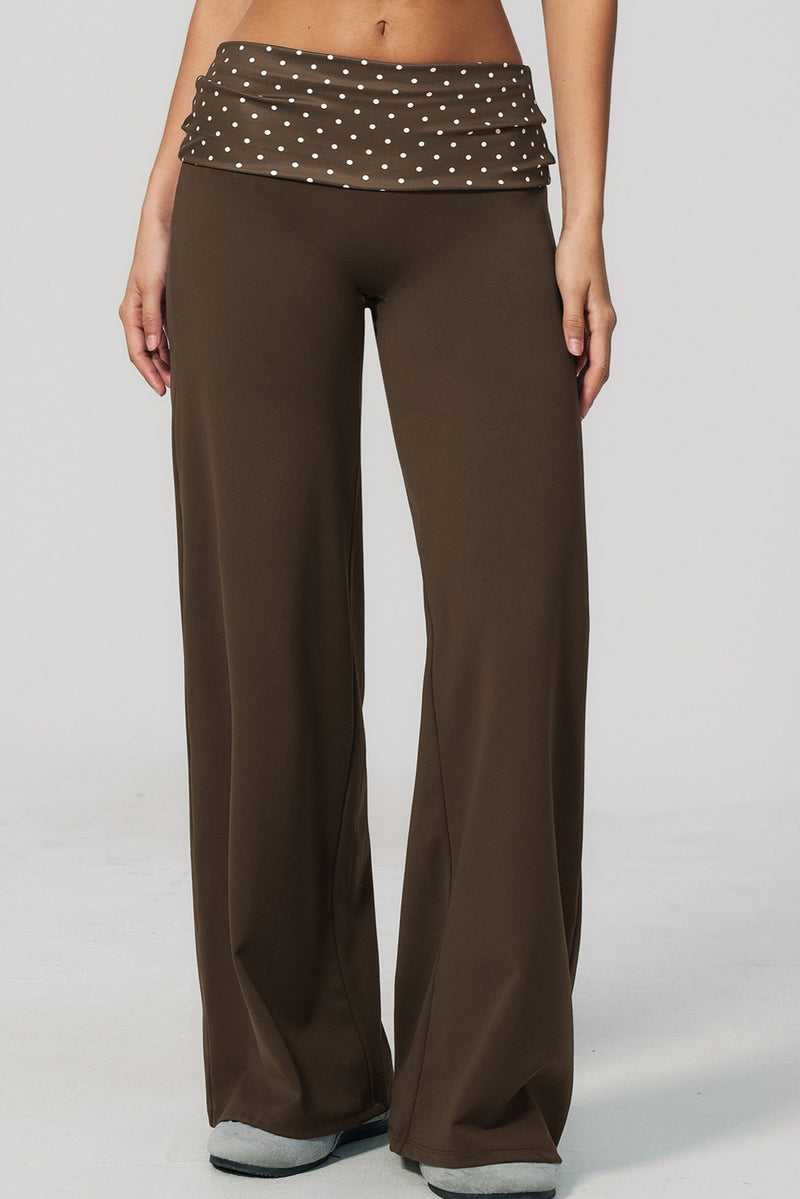 Foldover Polka Dot Wide Leg Pants