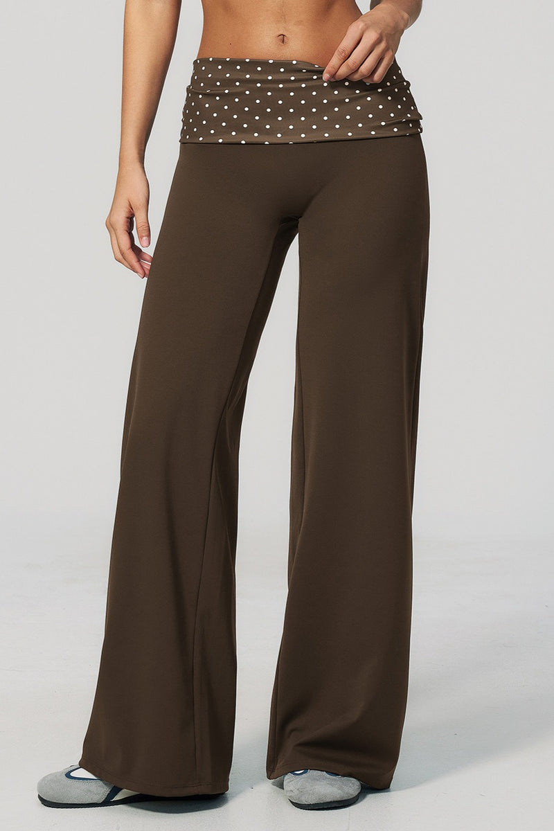 Foldover Polka Dot Wide Leg Pants