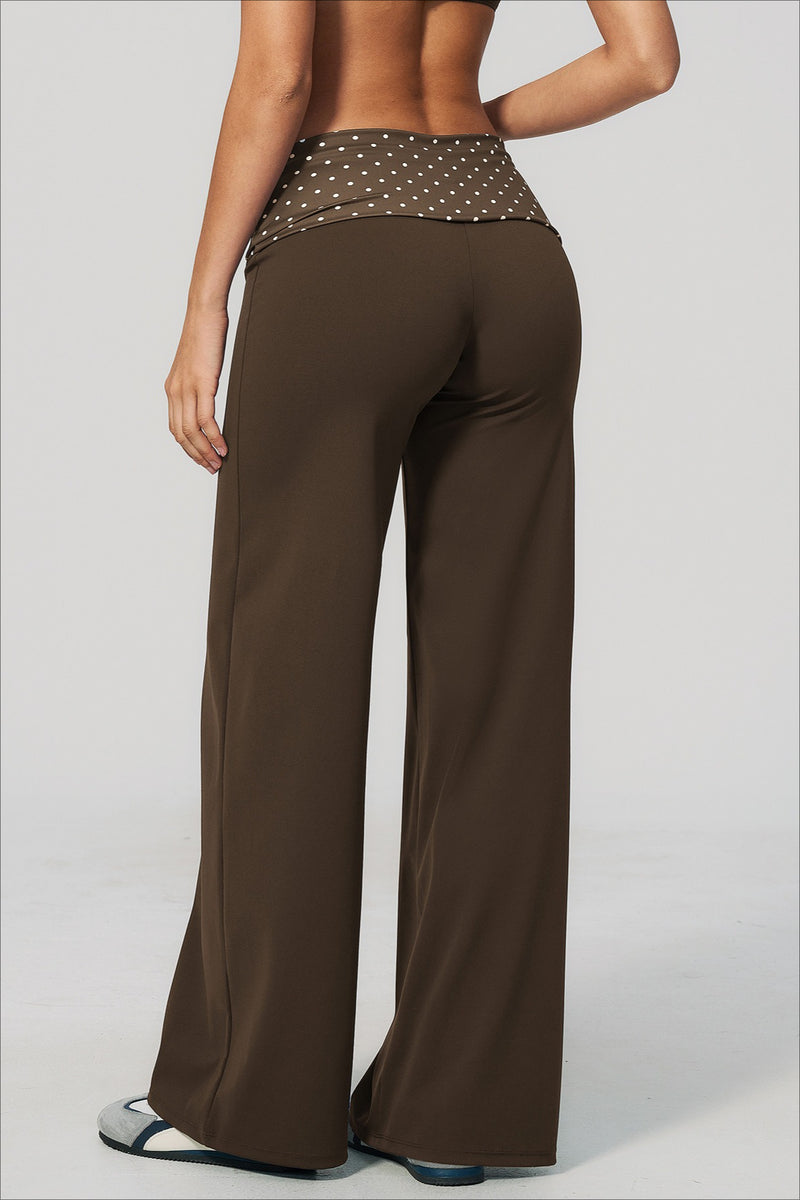 Foldover Polka Dot Wide Leg Pants