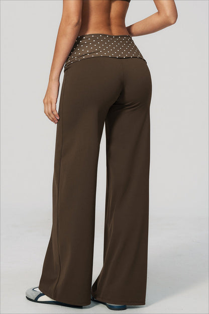 Foldover Polka Dot Wide Leg Pants