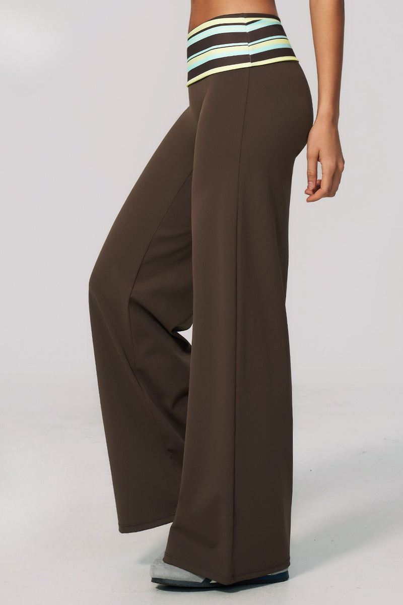 Foldover Stripe Wide Leg Pants