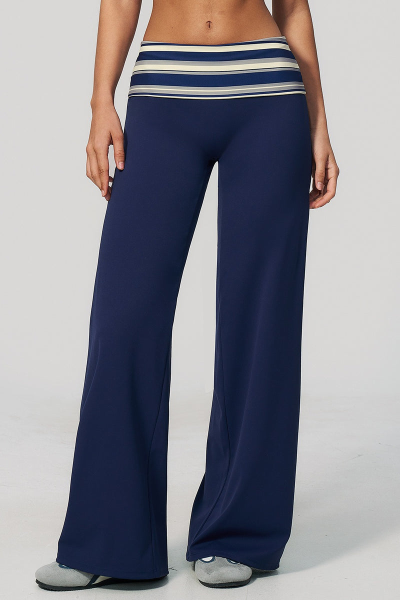 Foldover Stripe Wide Leg Pants