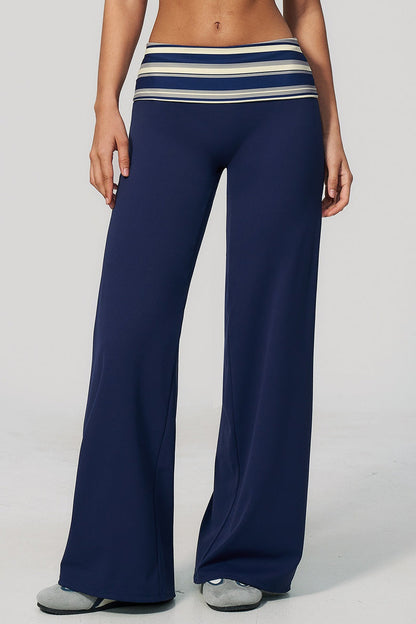 Foldover Stripe Wide Leg Pants