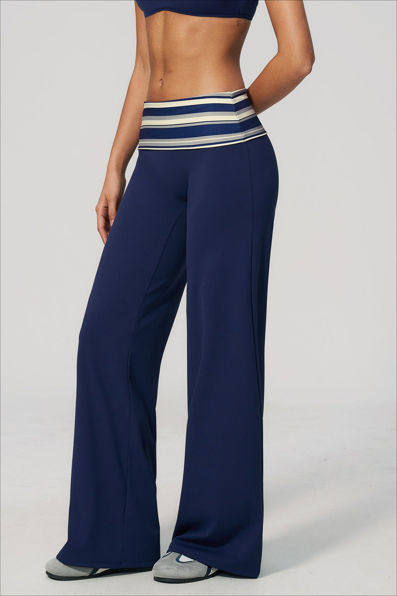 Foldover Stripe Wide Leg Pants