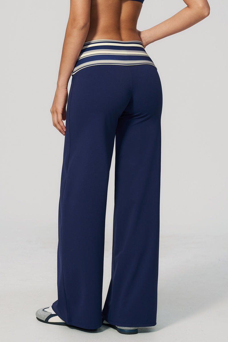 Foldover Stripe Wide Leg Pants