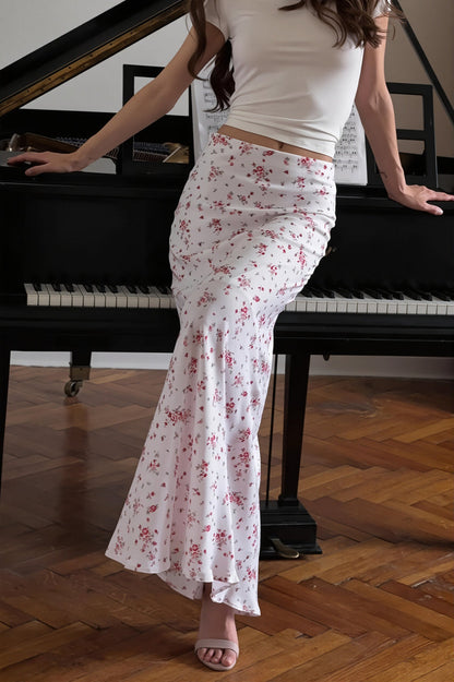 Fresh Elegant Floral Slim Mermaid Skirt