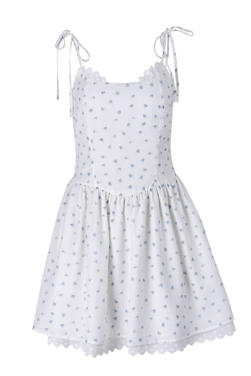 Fresh Floral Pleated Sexy Mini Dress