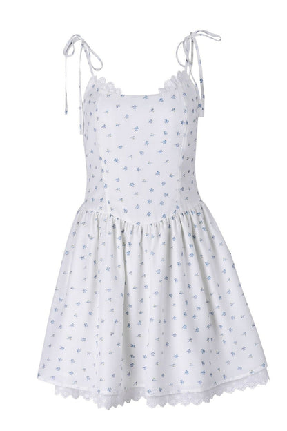Fresh Floral Pleated Sexy Mini Dress