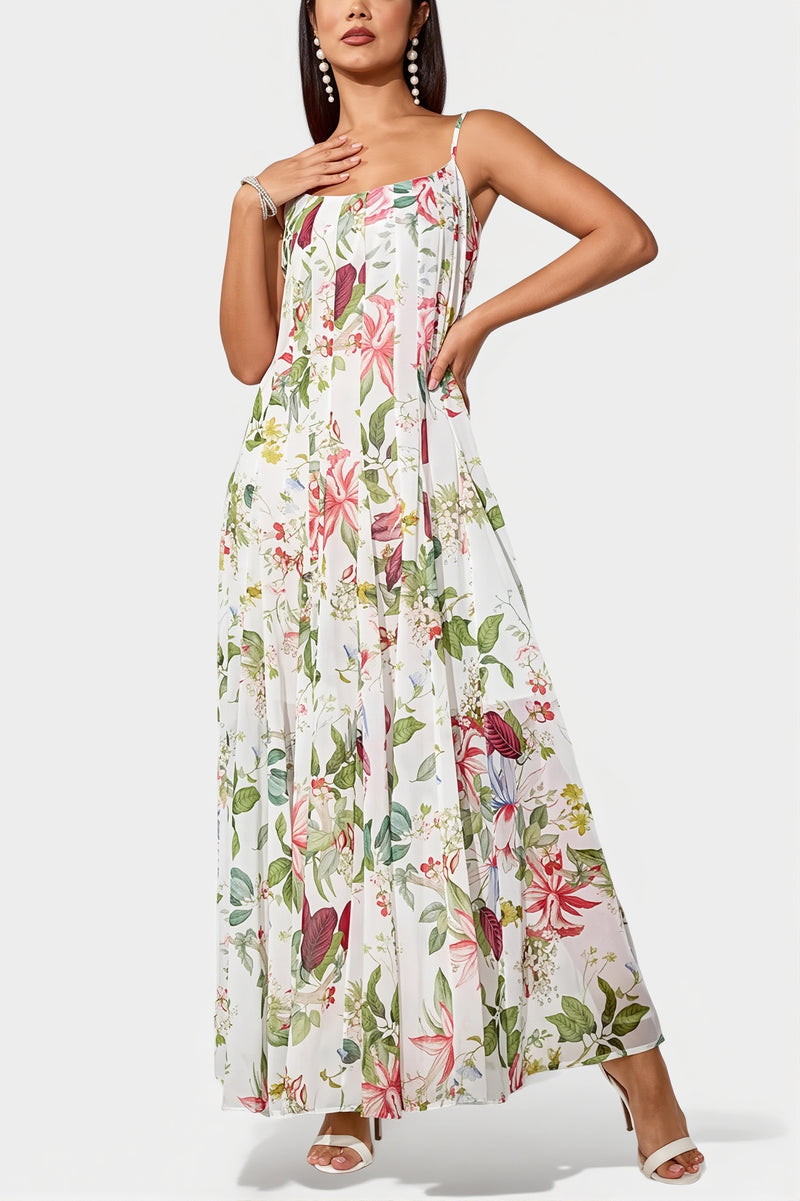 Fresh Print Cami Swing Long Boho Dress