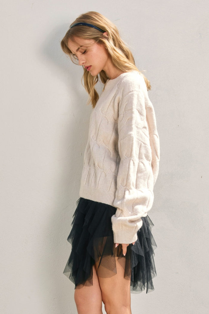 Frosted Mesa Relaxed Cable Knit Sweater