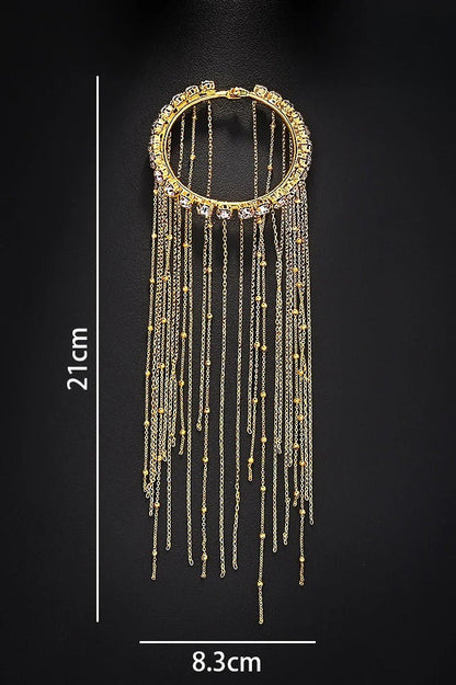 Full Rhinestone Copper Bead Tassel Bracelet