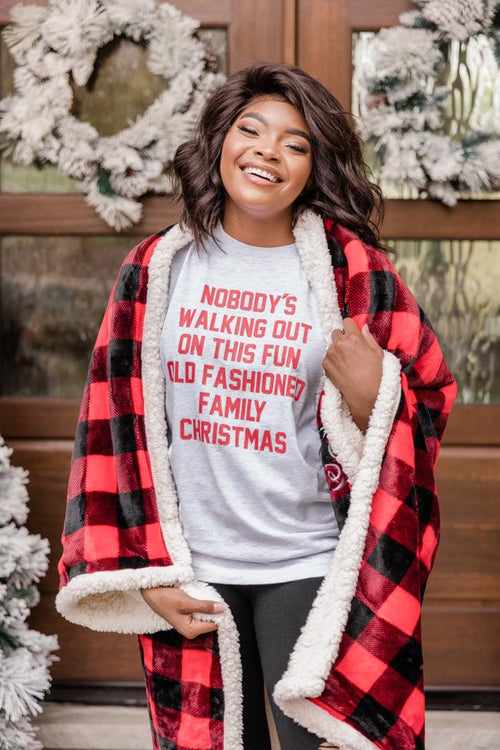 Fun Old Fashioned Family Christmas Graphic Ash Tee